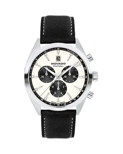 Movado Men's Datron Swiss Quartz Chrono Black Leather Watch 41mm