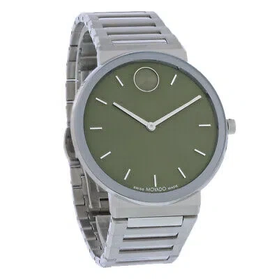 Pre-owned Movado Horizon Series Mens Stainless Steel Green Dial Quartz Watch 3601074
