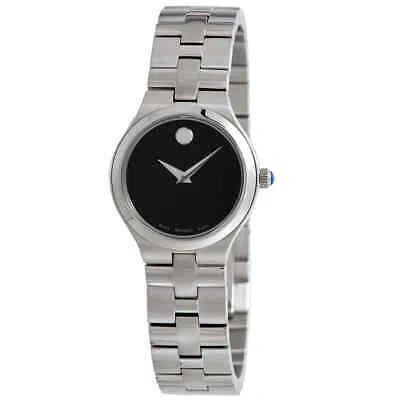 Pre-owned Movado Juro Quartz Black Dial Ladies Watch 0607444
