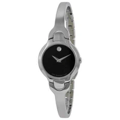 Pre-owned Movado Kara Black Dial Stainless Steel Ladies Watch 0605247