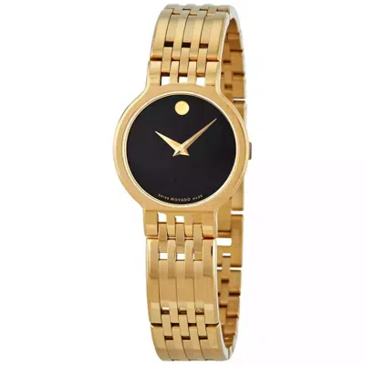 Pre-owned Movado Ladies Esperanza Quartz Black Dial Watch - 607149