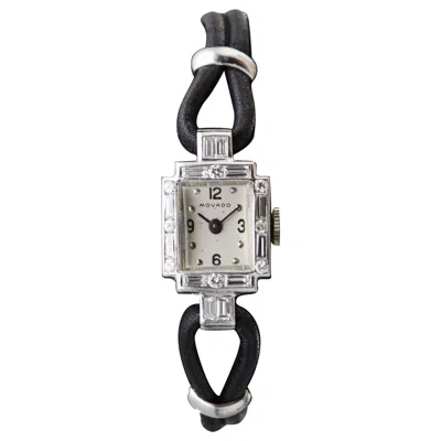 Pre-owned Movado Ladies Platinum Diamond Mid Century Manual Winding Dress Watch In Multi