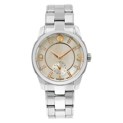 Pre-owned Movado Lx Steel Diamond Mother Of Pearl Dial Quartz Ladies Watch 0606619 In Multi