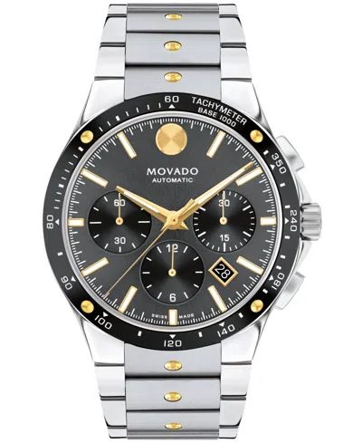 Movado Men's Alta S.e. Swiss Automatic-chronograph Stainless Steel Watch, 43mm In Silver-tone