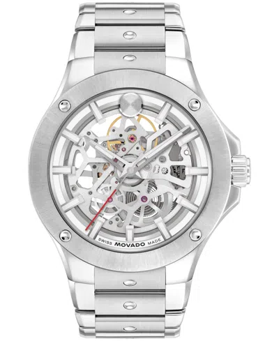 Movado Men's Alta S.e.swiss Automatic Skeleton Stainless Steel Watch, 43.50mm In Metallic