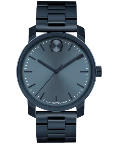 MOVADO MEN'S BOLD ACCESS SWISS QUARTZ IONIC PLATED BLUE STEEL WATCH 41MM