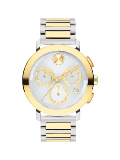 Movado Men's Swiss Chronograph Bold Evolution 2.0 Stainless Steel Bracelet Watch 42mm In Two Tone