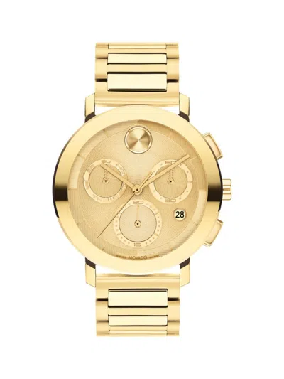 Movado Men's Swiss Chronograph Bold Evolution 2.0 Gold Ion Plated Steel Bracelet Watch 42mm In Gold-tone