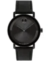 Movado Bold Evolution Quartz Black Dial Leather Strap Men's Watch 3601123 In Black