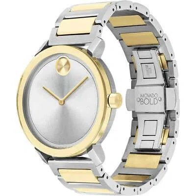 Pre-owned Movado Men Bold Evolution Steel Two-tone Steel Link Bracelet Two Tone 3600887