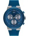 Movado Men's Bold Fusion Swiss Quartz Chrono Blue Silicone Watch 44.50mm In Blue