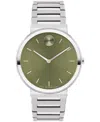 Movado Men's Bold Horizon Swiss Quartz Silver-tone Stainless Steel Watch 40mm In Silver-tone