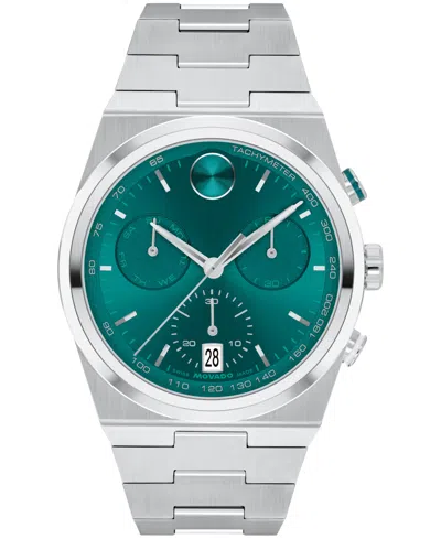 Movado Men's Bold Quest Swiss Quartz Chrono Stainless Steel Watch 42mm In Silver-tone