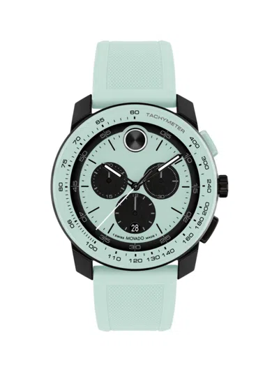 Movado Men's Bold Tr90 Ionic-plated Blue Steel & Silicone Strap Chronograph Watch/43.5mm In Green