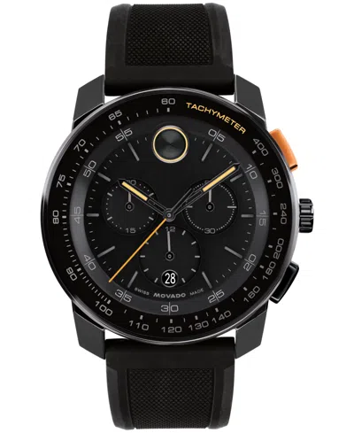 Movado Men's Bold Tr90 Swiss Quartz Chrono Black Silicone Watch 43.50mm