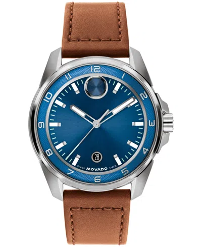 Movado Men's Bold Verso S Swiss Quartz Cognac Leather Watch 42mm In Brown