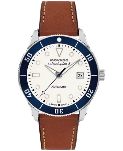 Movado Men's Calendoplan S Swiss Automatic Cognac Leather Watch 40mm In Brown