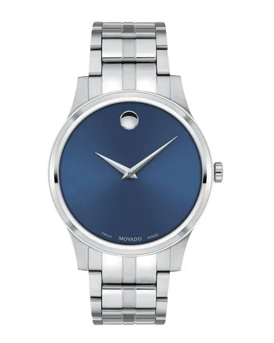 Movado Men's Classic Blue Dial Watch In Silver