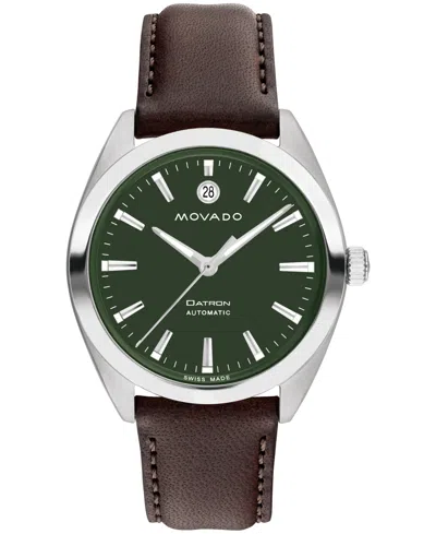 Movado Men's Datron Automatic Swiss Automatic Brown Leather Strap Watch 40mm