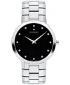 Movado Men's Faceto Swiss Quartz Stainless Steel Diamond Accent Watch 39mm In Silver-tone