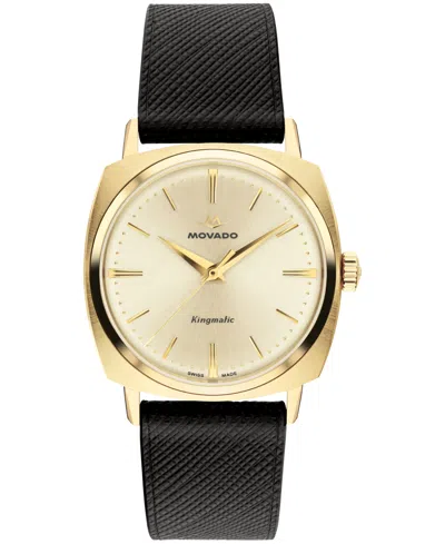 Movado Men's Kingmatic Swiss Automatic Black Leather Watch 35mm