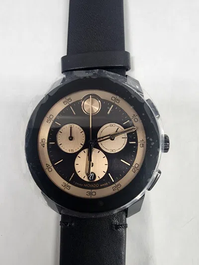 Pre-owned Movado Men's  Bold Tr90 Black Strap With Bronze-tone Dial Chrono Watch 3601114
