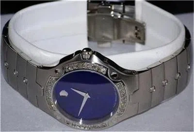 Pre-owned Movado Men's  Se S E Blue 0604702 1.00ct.aprx.custom Set Real Diamond Watch In Dark Slate Blue