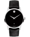 Movado Men's Museum Classic Swiss Automatic Black Leather Watch, 40mm In Black