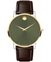 Movado Men's Museum Classic Swiss Quartz Brown Leather Watch 40mm In Brown