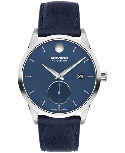 Movado Men's Museum Taga Swiss Automatic Blue Leather Watch 40mm In Multi