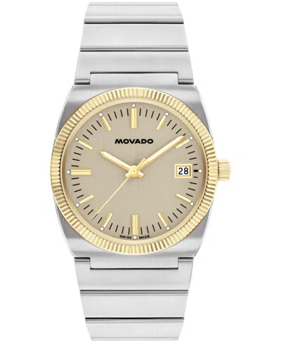 Movado Heritage Series Ondoplan Watch, 36mm In Gold/silver