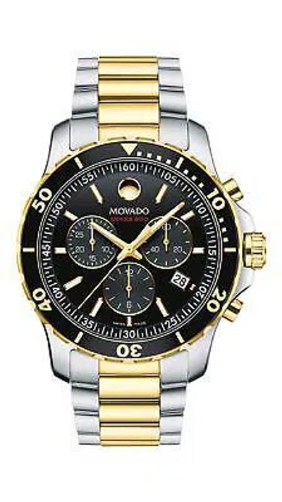 Pre-owned Movado Men's Series 800 2-tone Chronograph Watch With Printed Index Gold/blac...