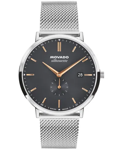 Movado Men's Silhouette Swiss Quartz Stainless Steel Watch 40mm In Black