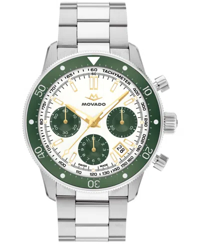 Movado Men's Super Sub Sea Alta Swiss Automatic-chronograph Dura Steel 904l Watch, 43mm In Silver-tone