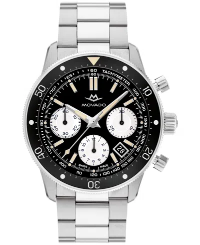 Movado Men's Super Sub Sea Alta Swiss Automatic-chronograph Dura Steel 904l Watch, 43mm In Silver-tone