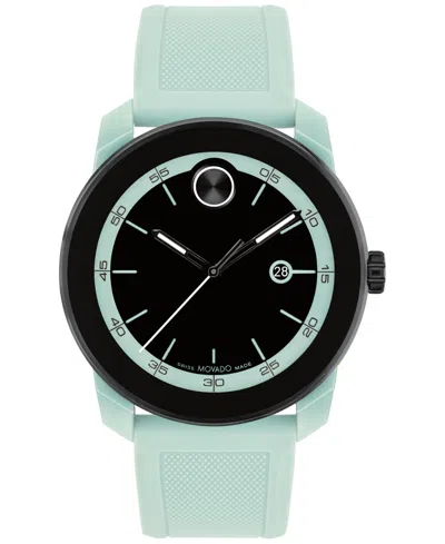 Movado Men's Swiss Bold Tr90 Light Blue Silicone Strap Watch 42mm In Green