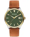 MOVADO MEN'S SWISS CALENDOPLAN COGNAC BROWN LEATHER STRAP WATCH 40MM