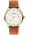 Movado Men's Swiss Calendoplan Cognac Brown Leather Strap Watch 40mm In Brown