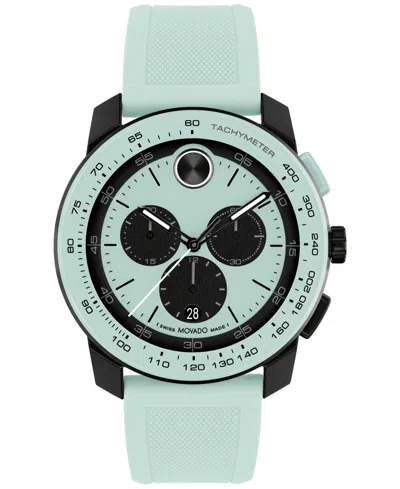 Movado Men's Swiss Chronograph Bold Tr90 Light Blue Silicone Strap Watch 44mm In Green