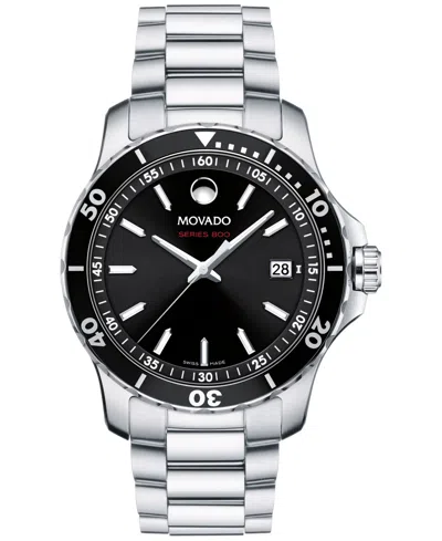 Movado Men's Swiss Series 800 Stainless Steel Bracelet Diver Watch 40mm In Silver