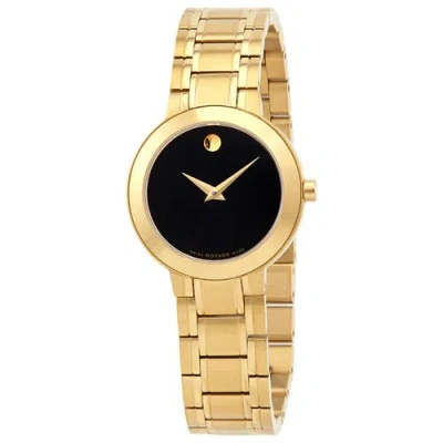 Pre-owned Movado Men's Watch Stiri Quartz Black Dial Yellow Gold Steel Bracelet 0607282