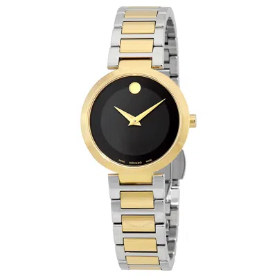 Movado Modern Classic Black Dial Two-tone Ladies Watch 0607102 In Two Tone/silver Tone/gold Tone/black