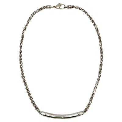 Pre-owned Movado Modernist Tubular Necklace 18kt .925 Sterling Silver With 3 Vs Diamonds In Multi