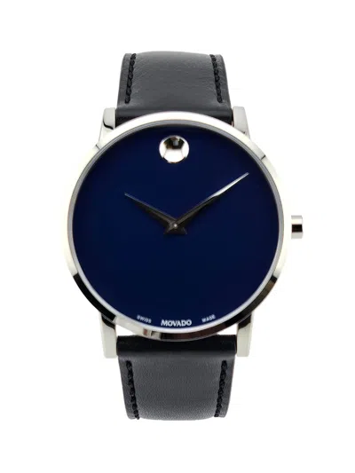 Pre-owned Movado Museum 0607270 Men's Quartz Leather Band Watch - Retail Price $595