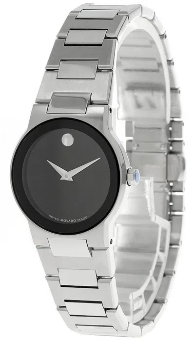 Pre-owned Movado Museum 27mm Sapphire Quartz Ss Black Dial Women's Watch 0605806