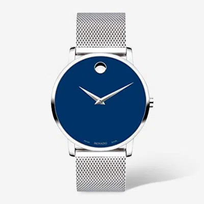 Movado Museum Classic 40mm Stainless Steel Quartz Men's Watch In Blue