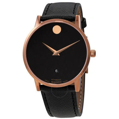 Movado Museum Classic Automatic Black Dial Men's Watch 0607474 In Black / Gold / Gold Tone / Rose / Rose Gold / Rose Gold Tone