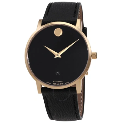 Movado Museum Classic Automatic Black Dial Men's Watch 0607566 In Black / Gold / Gold Tone / Yellow