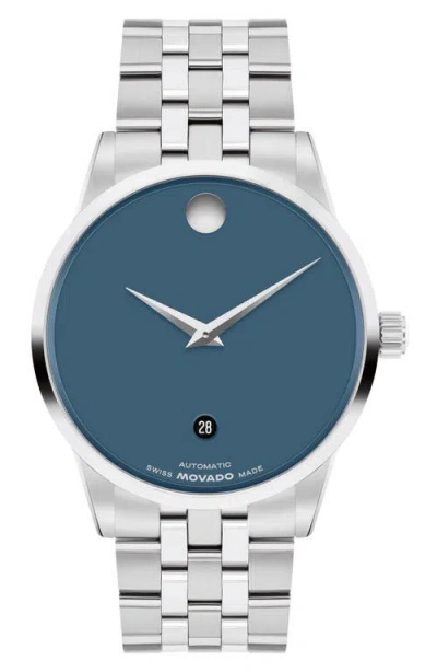 Movado Museum Classic Automatic Bracelet Watch, 40mm In Blue