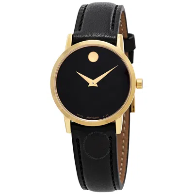 Movado Women's Swiss Museum Classic Black Leather Strap Watch 33mm In Yellow/gold Tone/black